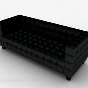 أريكة سوداء متعددة المقاعد ديكور ثلاثي الأبعاد
