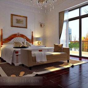 European Bedroom Decor Interior 3d model