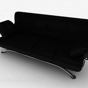 Sofá negro de varios asientos Decor V1 modelo 3d