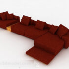Sofá rojo minimalista de varios asientos decoración