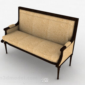 Modelo 3D de decoração de sofá amarelo de dois lugares