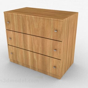 Brown Wooden Shoe Cabinet Decor 3d model