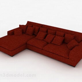 3D-Modell mit rotem Mehrsitzer-Sofadekor