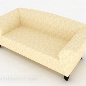 Yellow Fabric Two-seat Sofa Decor 3d model