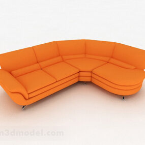 Mehrsitziges Sofa-Dekor aus orangefarbenem Stoff, 3D-Modell