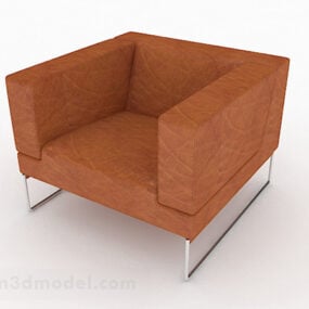 Sofá individual minimalista de tela marrón modelo 3d