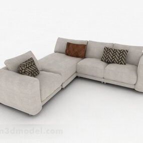 Gray Multi-seats Sofa Decor 3d model