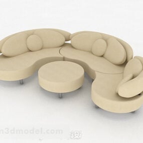Mẫu 3d trang trí ghế sofa nhiều chỗ hình tròn
