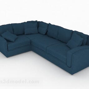 ديكور أريكة متعددة المقاعد باللون الأزرق نموذج ثلاثي الأبعاد