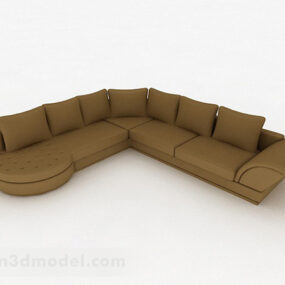 Brown Multi-seats Sofa Decor V2 3d model