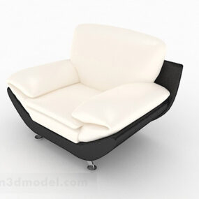 Modelo 3D de decoração de sofá único branco elegante