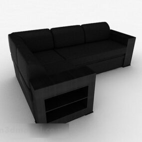 Black Multi-seats Sofa Furniture V3 3d model