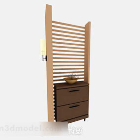 Furnitur Kabinet Pintu Masuk Kayu model 3d