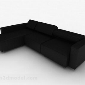 أريكة زاوية سوداء متعددة المقاعد أثاث V1 نموذج ثلاثي الأبعاد