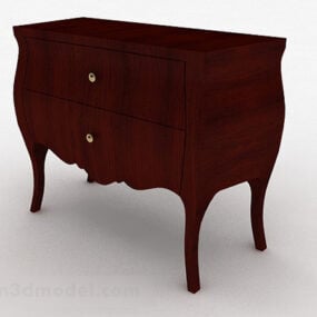 Retro Wooden Bedside Table Furniture 3d model