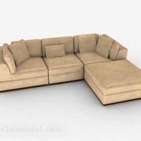 Mehrsitziges Sofamöbel aus beigem Leder, 3D-Modell