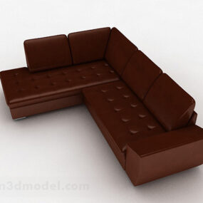 Brown Leather Multi-seats Sofa Furniture V1 3d model