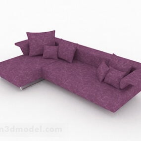 紫色のマルチシートソファ家具3Dモデル