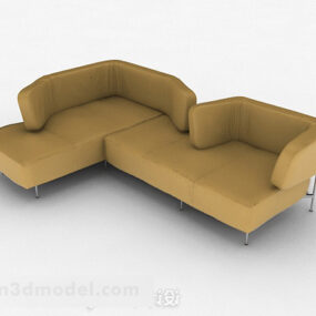 茶色のミニマリストマルチシートソファ家具V1 3Dモデル