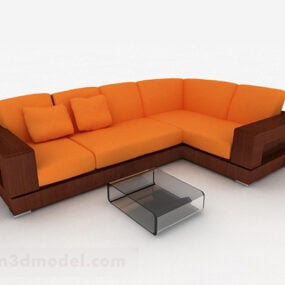 ऑरेंज मल्टी-सीट सोफा फर्नीचर V1 3डी मॉडल
