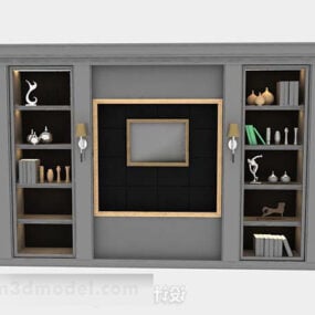 Domowa czarna szafka pod telewizor Model 3D