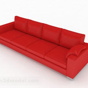 Sofá rojo de varios asientos Mueble V1 modelo 3d