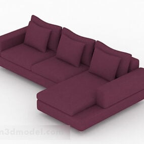 Mô hình 3d nội thất ghế sofa nhiều chỗ màu tím đậm