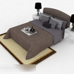 Muebles de cama doble para el hogar marrón modelo 3d