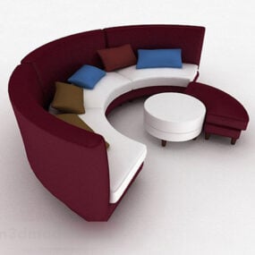 Purple Multi-seats Sofa Furniture V2 3d model