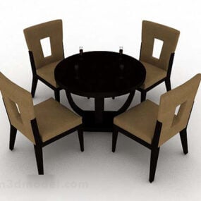 Mesa de jantar e cadeira de madeira simples modelo 3d