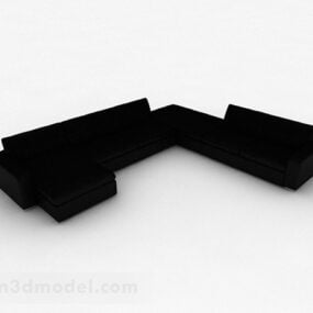 Schwarzes Mehrsitzer-Sofamöbel V4 3D-Modell