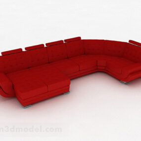 Red Multi-seats Sofa Furniture V2 3d model