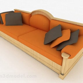 Orange Multi-seats Modern Sofa Furniture 3d model