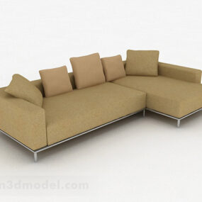 Furnitur Sofa Sudut Kulit Coklat model 3d