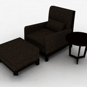 كرسي أريكة باللون الأسود البسيط V4 نموذج ثلاثي الأبعاد
