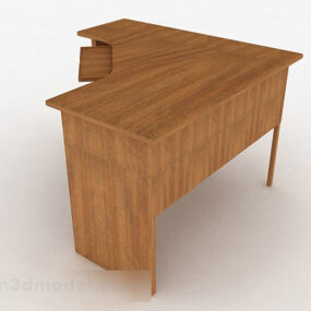 Brown Wooden Desk Furniture V1 3d model
