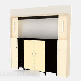 Yellow Wooden Wardrobe Furniture V1 3d model