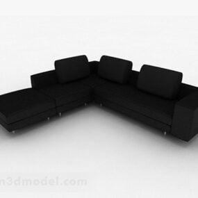 Schwarzes Mehrsitzer-Sofamöbel V6 3D-Modell