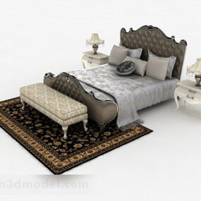 European Style Home Double Bed Furniture 3d model
