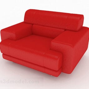 1д модель одноместного дивана красного цвета в стиле минимализма V3
