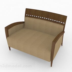 Brown Wooden Single Sofa Furniture V2 3d model