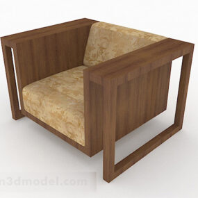 Rural Brown Wooden Single Sofa Furniture V1 3d model