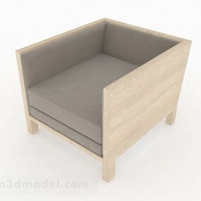 Divano singolo quadrato minimalista marrone modello 3d