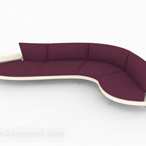 パープルマルチシートソファ家具V3 3Dモデル