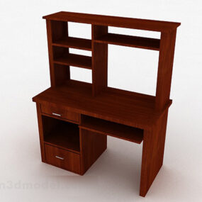 Brown Wooden Study Desk 3d model