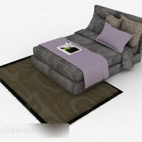 Gray Double Bed Design 3d model