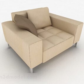 تصميم أريكة مفردة بسيطة باللون البني الفاتح نموذج ثلاثي الأبعاد