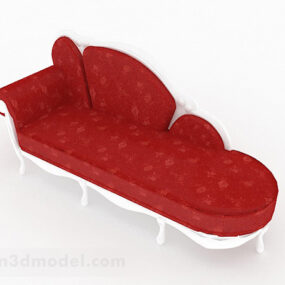 European Red Multi-seats Sofa Design 3d model