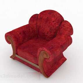 European Red Single Sofa Design 3d model