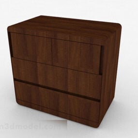 Brunt træ sengebord Design V1 3d model